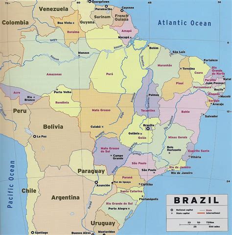 brazil state capitals|Detailed Map of Brazil .